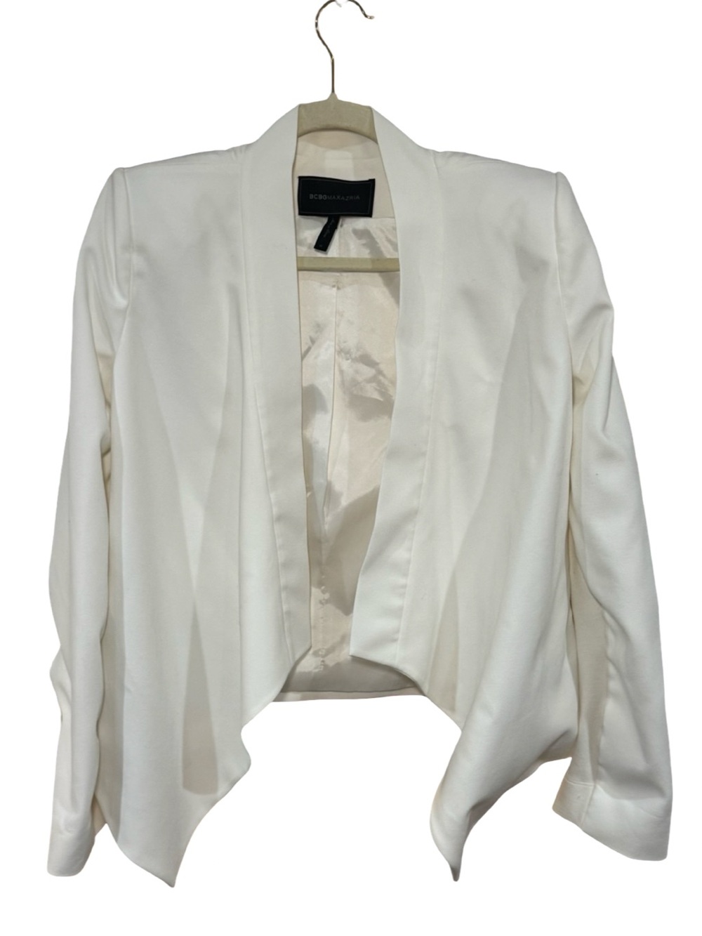 ▫️⚪️ BCBG White‎ Draped Open-Front Blazer ⚪️▫️